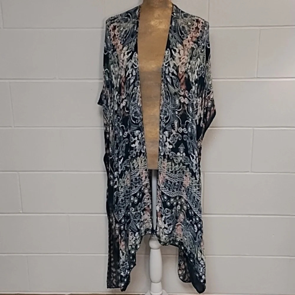 Moss Rose OS Super Soft Long Kaftan Kimona Open Cardigan Greens Pink Cream White